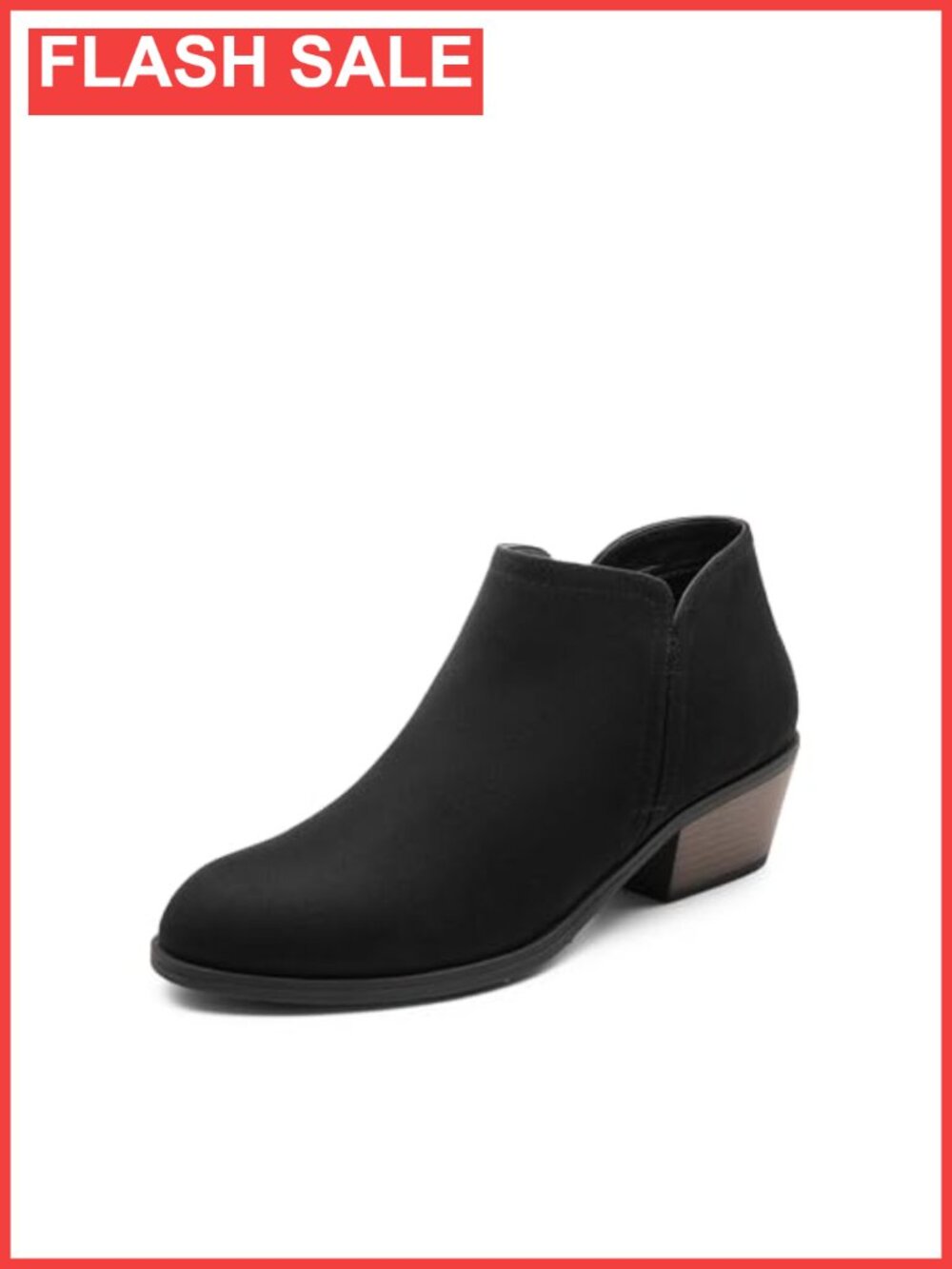 Women's Ankle Booties Low Chunky Heel Faux Suede Side Slit Dress Boots